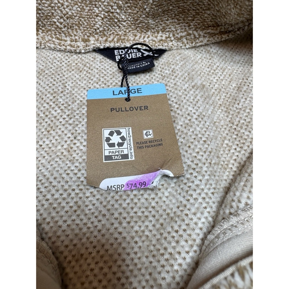 Eddie Bauer Womens Pullover Sweater Large Beige Button Neck NWT Cozy - Picture 4 of 14